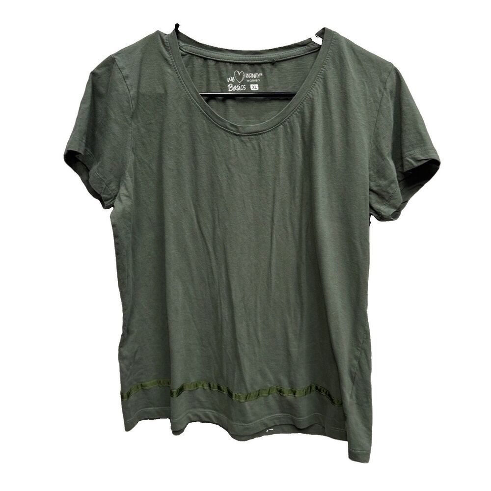 We Love Basics Infinity Woman Olive Green Scoop Neck Short Sleeve T-Shirt XL